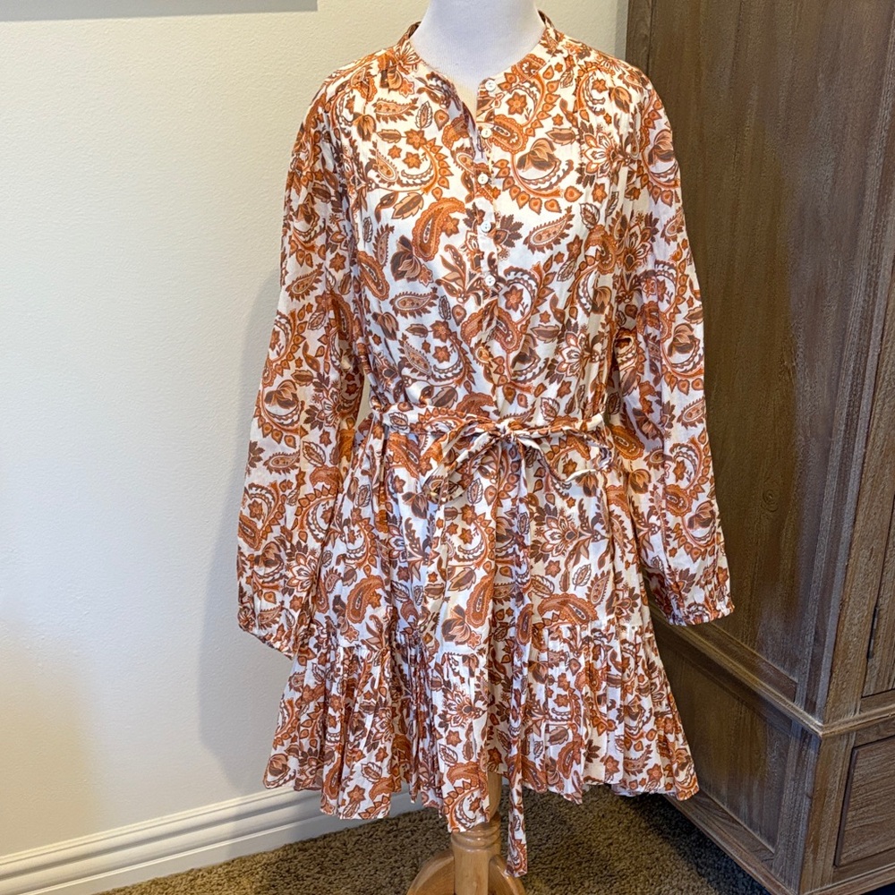 Maje Orange and Cream Patterned Dress